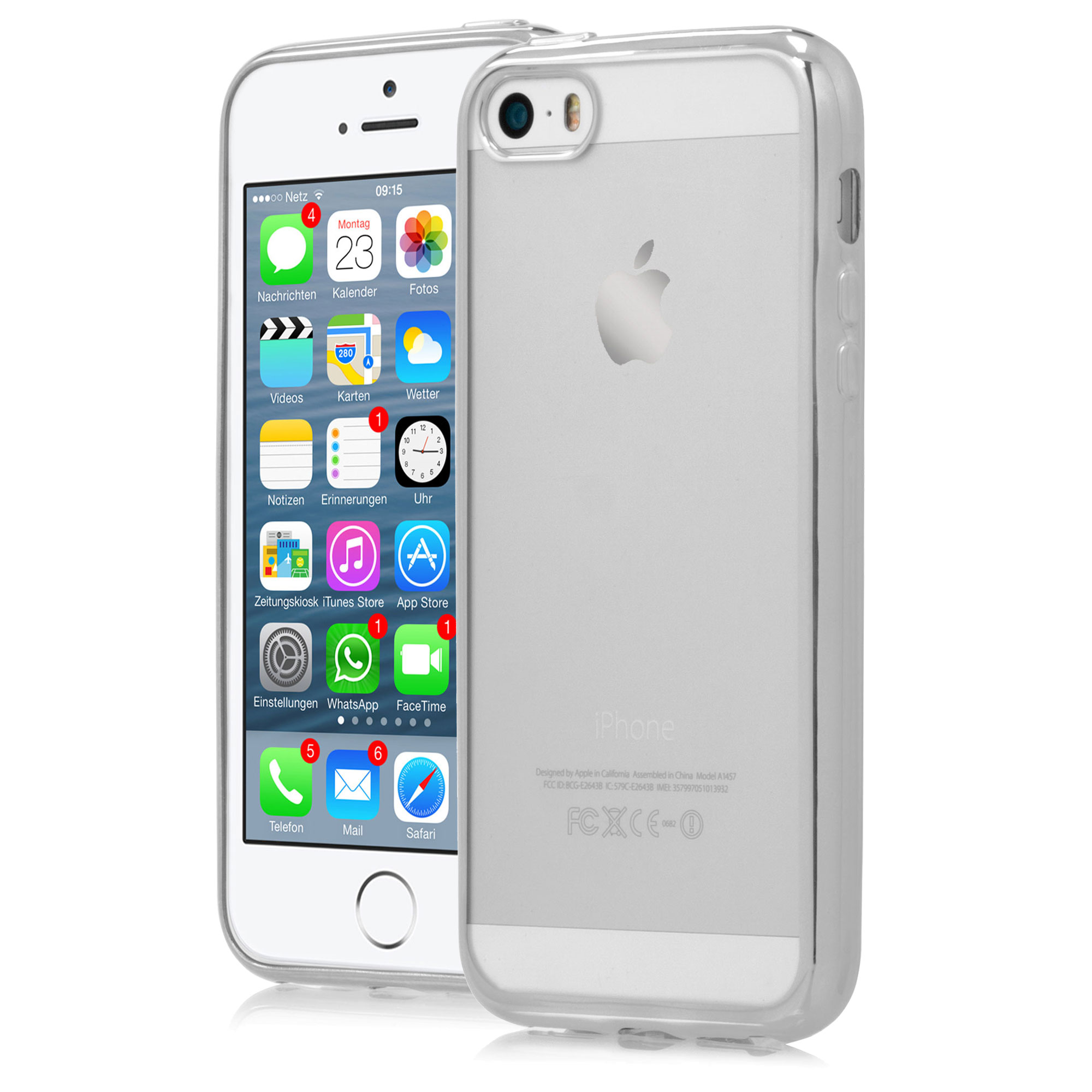 GF5L + Bi7R - iPhone 5/5s Premium Schutzhülle grau + Schutzglas 