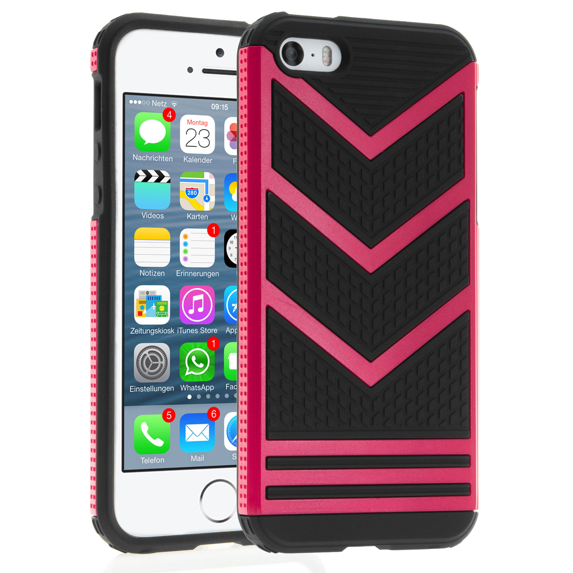 iPhone 5 / 5s Hülle Bumper Case Outdoor Backcover - rotviolett