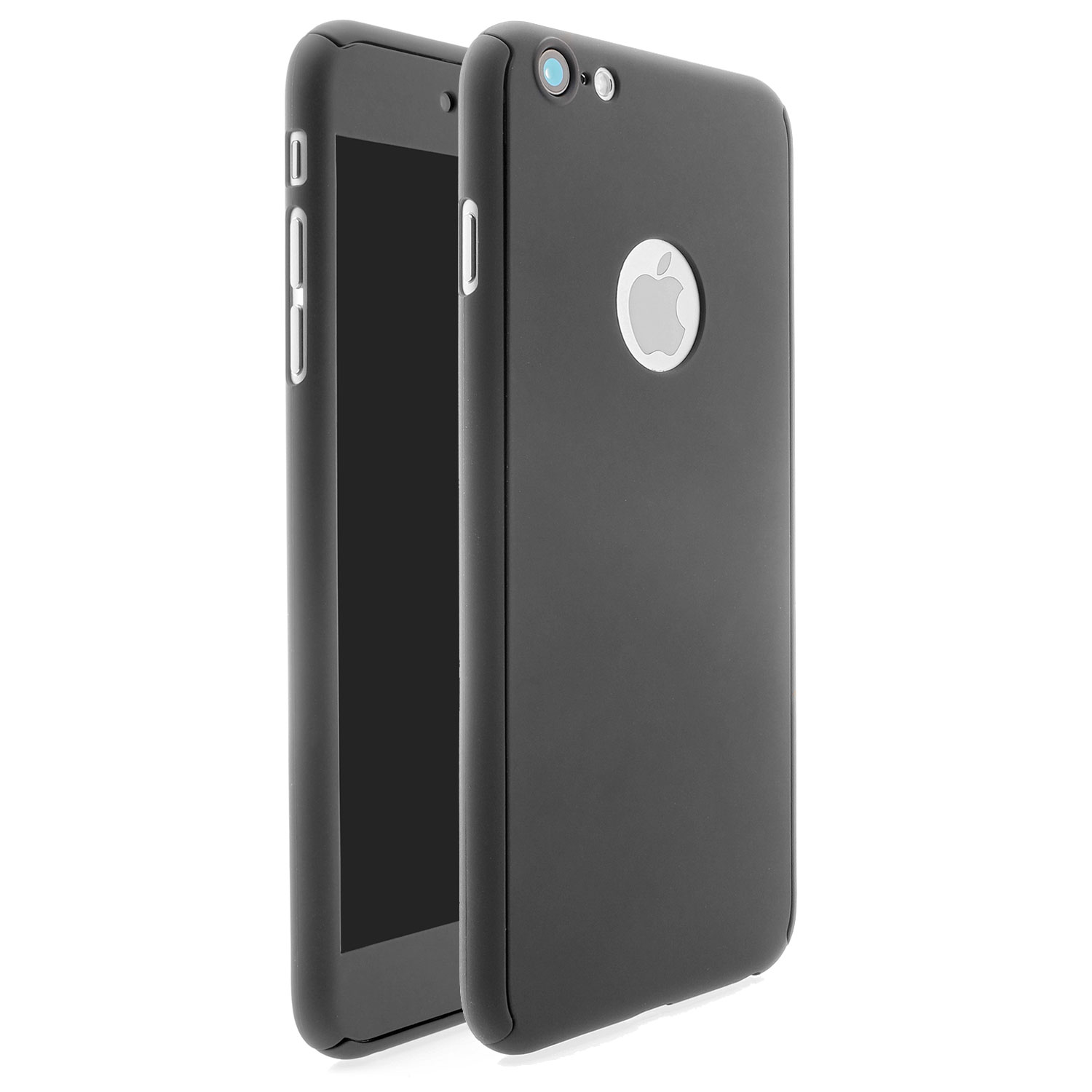 iPhone 6/6s Plus 360° Full Cover Schutzhülle mit Schutzglas in schwarz 
