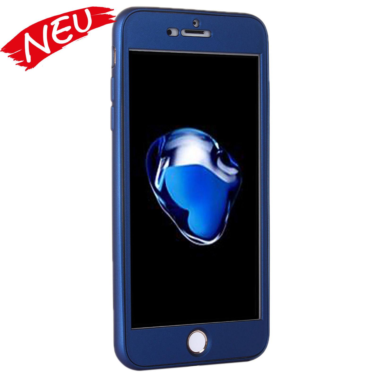 iPhone X 360° Full Cover Schutzhülle mit Schutzglas in blau